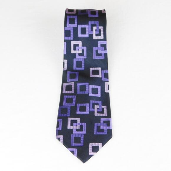 Croft & Barrow Purple Black Silk Necktie - Picture 1 of 4